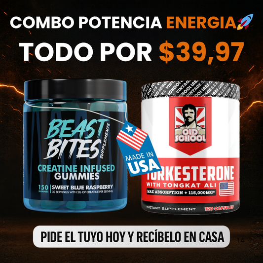 COMBO POTENCIA TU ENERGIA💪 TURKESTERONE + BEAST BITES⚡