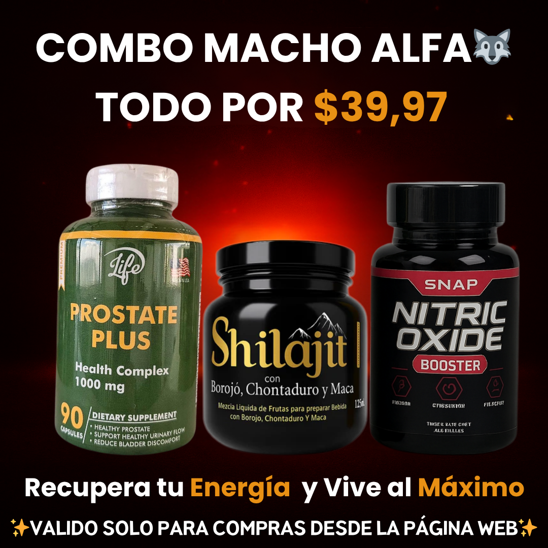 COMBO MACHO ALFA 🦍 SHILAJIT GOLD + NITRO OXIDE + PROSTATE PLUS💊