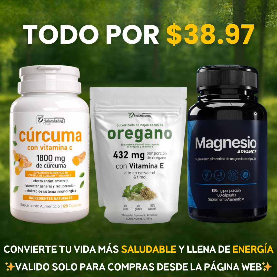 COMBO DEFENSA TOTAL🛡️CURCUMA + OREGANO + MAGNESIO 💊