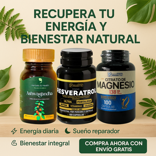 COMBO ENERGIA ⚡Resveratrol + Ashwaghada + Citrato de Magnesio