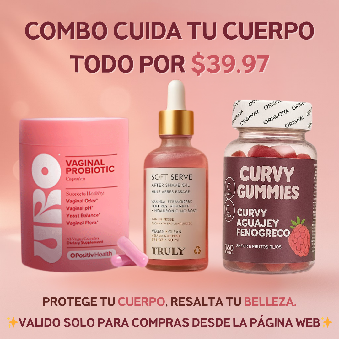 COMBO CUIDA TU CUERPO #2 🍓URO PROBIOTICO + SERUM TRULY + CURVYS GUMMIES💓