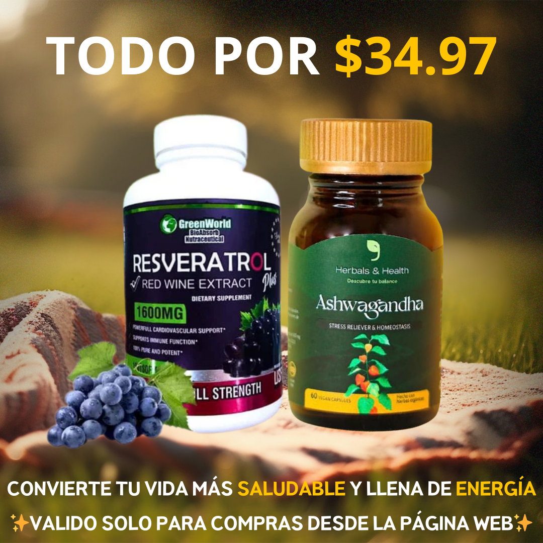 Combo Rejuvenecedor❤️‍🩹 RESVERATROL & Ashwagandha 💊