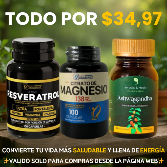 COMBO VITALIDAD⚡NAD + Ashwagandha + Citrato de Magnesio💊